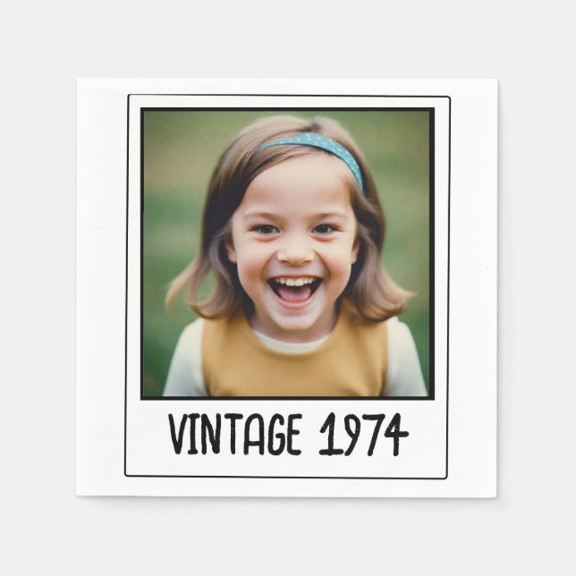 Servilleta De Papel Hito de cosecha de vintage Foto Keepsake cumpleaño (Anverso)