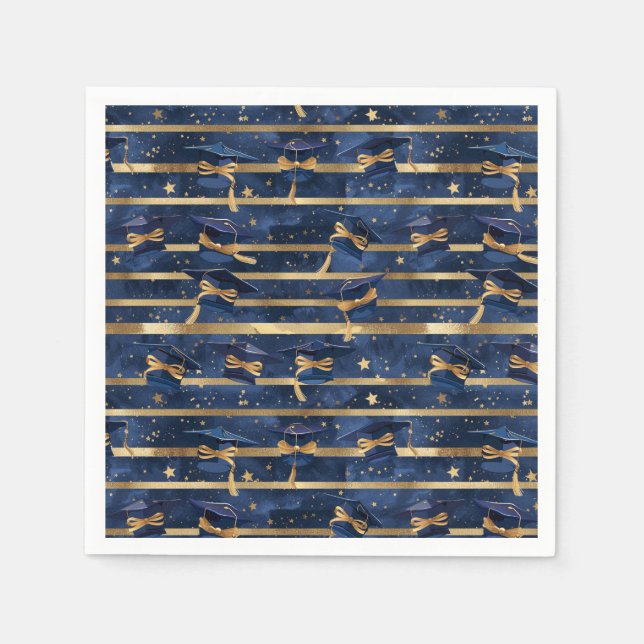 Servilleta De Papel Hitos dorados: Elegancia de graduación estrellada (Anverso)