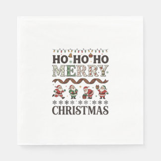 Servilleta De Papel Ho Feliz Navidad Cintas de Cuadros de Papá Noel