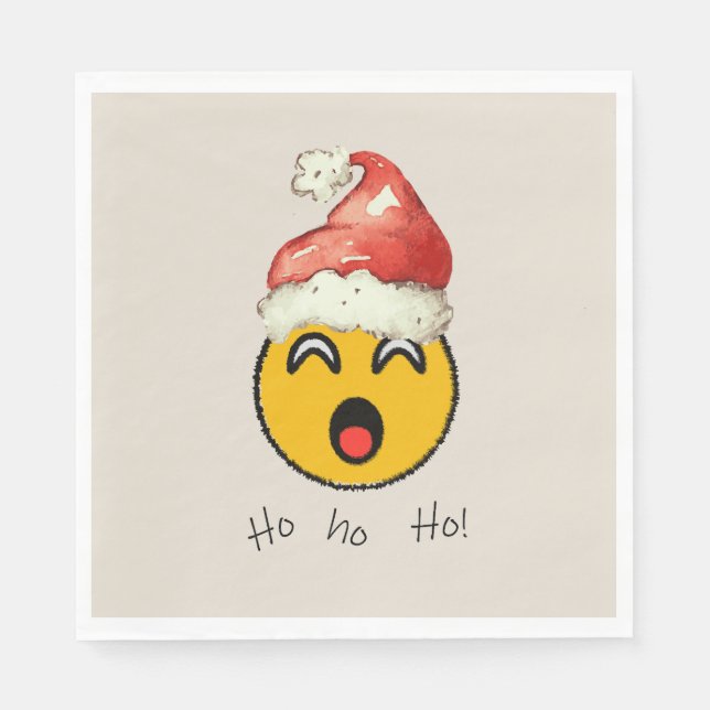 Servilleta De Papel Ho Ho Ho smiley santa (Anverso)