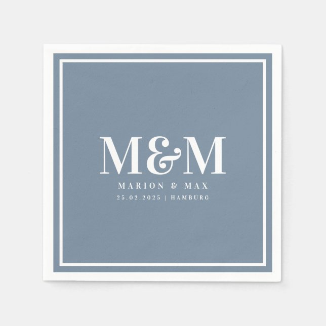 Servilleta De Papel Hochzeitsservietten Dusty Blue 01 (Anverso)