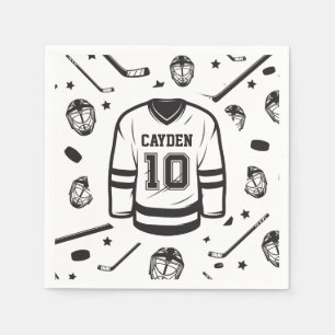 Servilleta De Papel Hockey negro y blanco cumpleaños 10