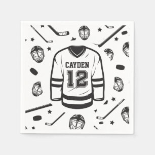 Servilleta De Papel Hockey negro y blanco cumpleaños 12