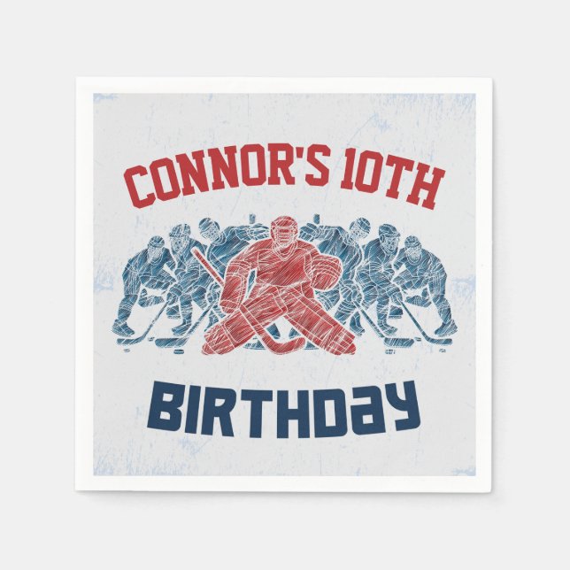 Servilleta De Papel Hockey sobre hielo Rink Happy Birday (Anverso)