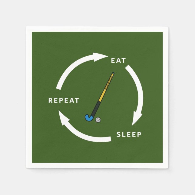 Servilleta De Papel Hockey sobre hierba Comiendo Sleep Repetir el disc (Anverso)