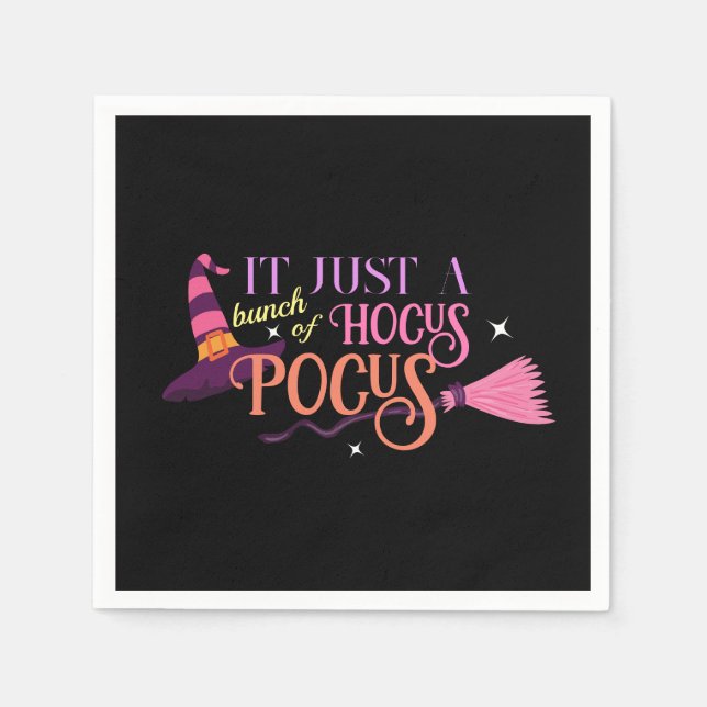 Servilleta De Papel Hocus de bruja Pastel Pocus Halloween Gorra Brooms (Anverso)