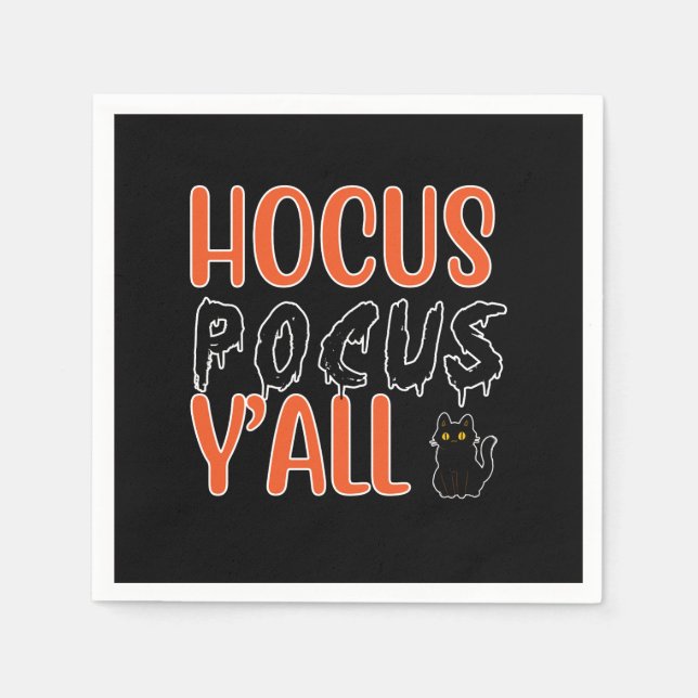 Servilleta De Papel Hocus Pocus Y'all Halloween Cat Design (Anverso)