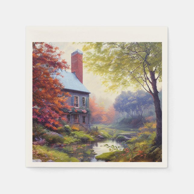 Servilleta De Papel Hogares/arroyos/bosques/pintura (Anverso)