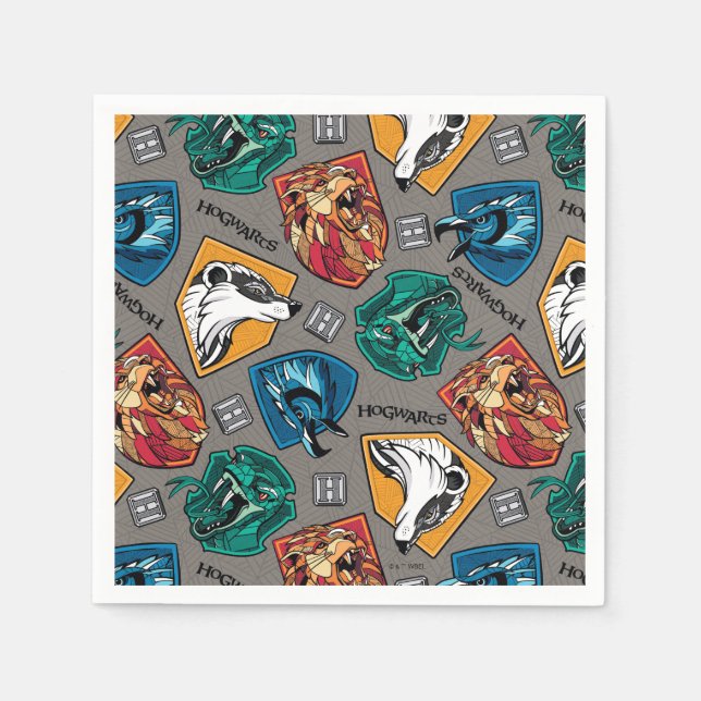 Servilleta De Papel HOGWARTS™ Houses Crosshatched Pattern (Anverso)
