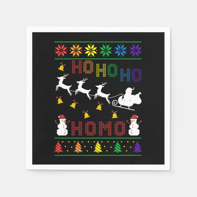 Servilleta De Papel Hoho Homo LGBT Ugly Christmas Sweater Shirt Gift (Anverso)
