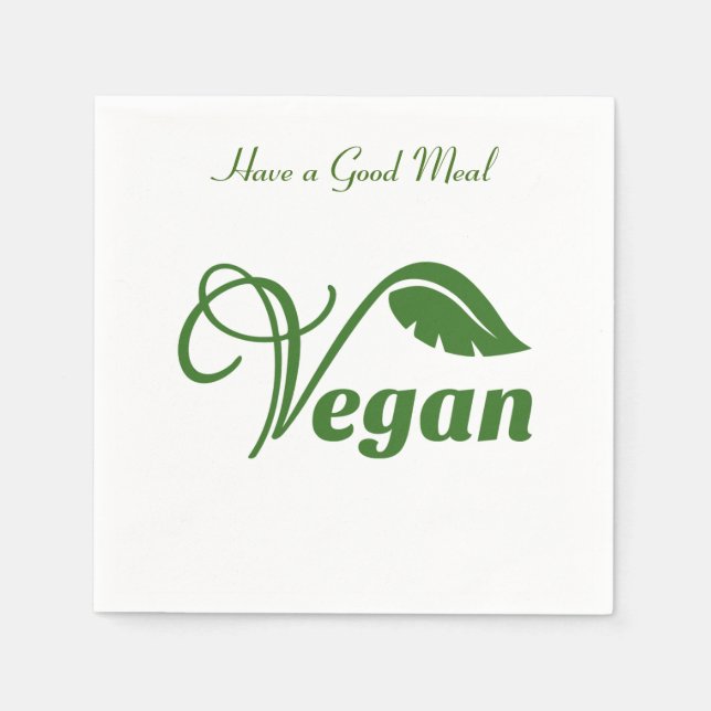 Servilleta De Papel Hoja con logotipo vegan, come bien (Anverso)