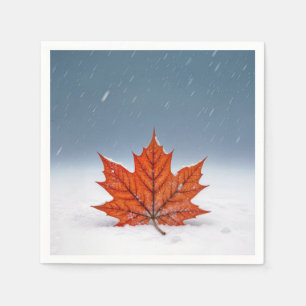 Servilleta De Papel Hoja de Arce Naranja en Nieve Fresca