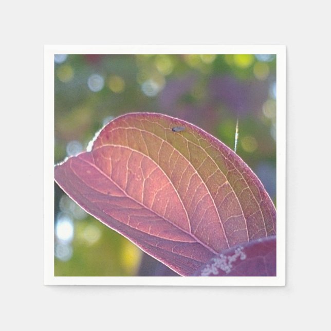 Servilleta De Papel Hoja De Caída Roja Y Bokeh (Anverso)