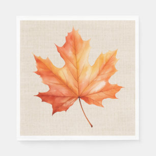 Servilleta De Papel Hoja De Maple De Otoño En Burlap