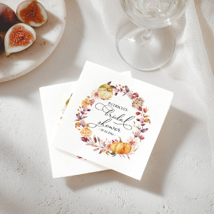 Servilleta De Papel Hoja de Otoño Floral Calabaza Bridal Shower de Oto