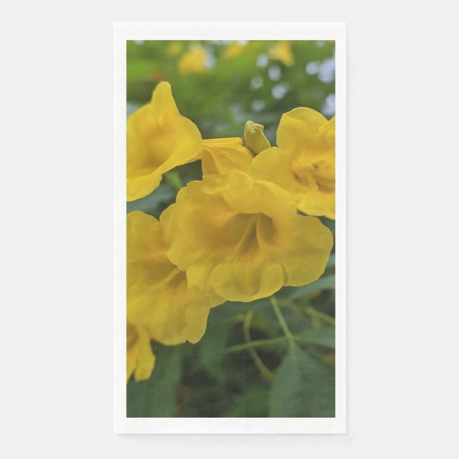 Servilleta De Papel Hoja verde y flor amarilla (Anverso)
