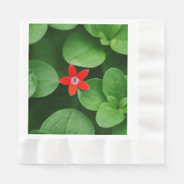 Servilleta De Papel Hoja verde y flor roja