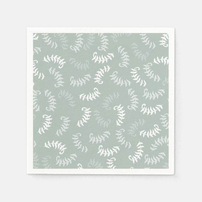 Servilleta De Papel Hojas Botánicas Verde Turquesa   (Anverso)