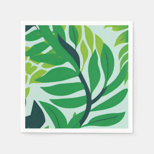Servilleta De Papel Hojas Botánicas Verdes