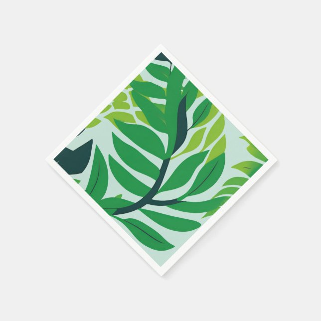 Servilleta De Papel Hojas Botánicas Verdes (Borde)