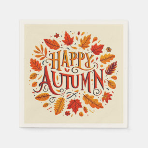 Servilleta De Papel hojas clásicas y otoño feliz
