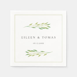 Servilleta De Papel Hojas color agua verde hoja de papel boda
