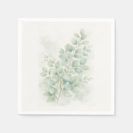 Servilleta De Papel Hojas de acuarela botánica Pastel Greenery