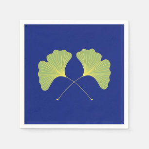 Servilleta De Papel Hojas de árbol de Ginkgo azules y verdes