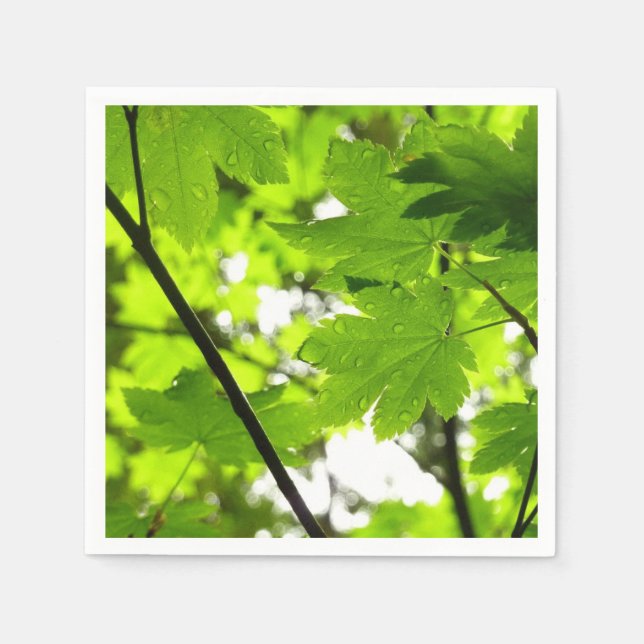 Servilleta De Papel Hojas de arce con gotas de lluvia (Anverso)