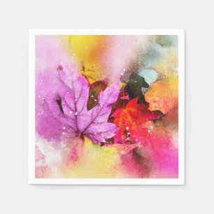 Servilleta De Papel Hojas de arce de otoño acuarela pastel otoñal