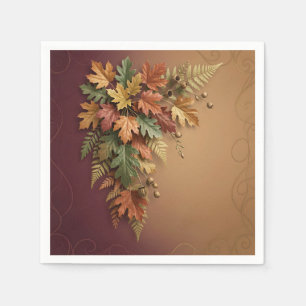 Servilleta De Papel Hojas de Arce de Otoño Botánico Elegante en Cascad
