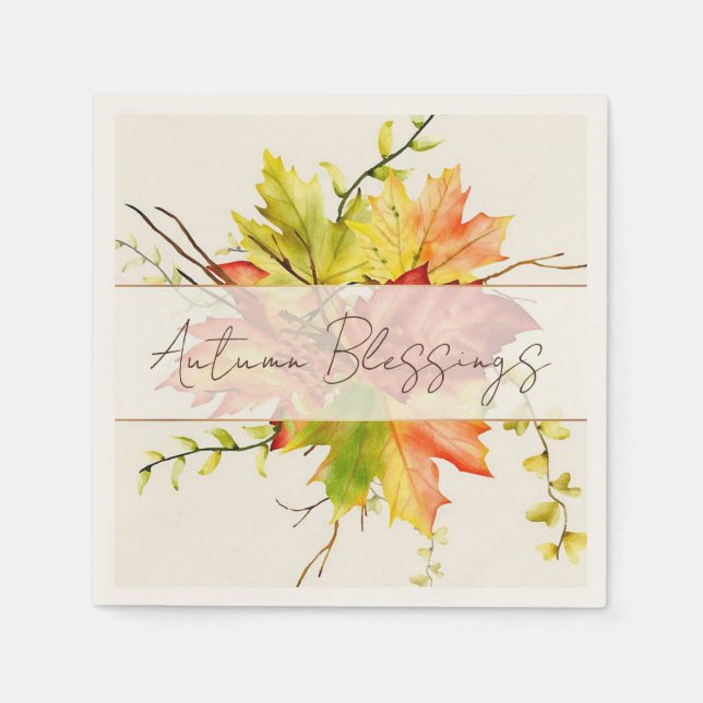Servilleta De Papel Hojas de arce de otoño con texto personalizado (Anverso)