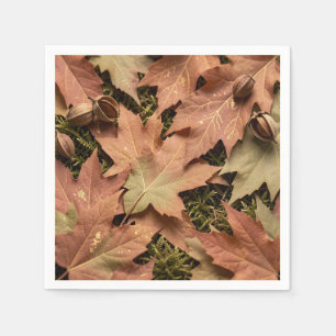Servilleta De Papel Hojas de arce de otoño dorado Musgo Follaje de oto