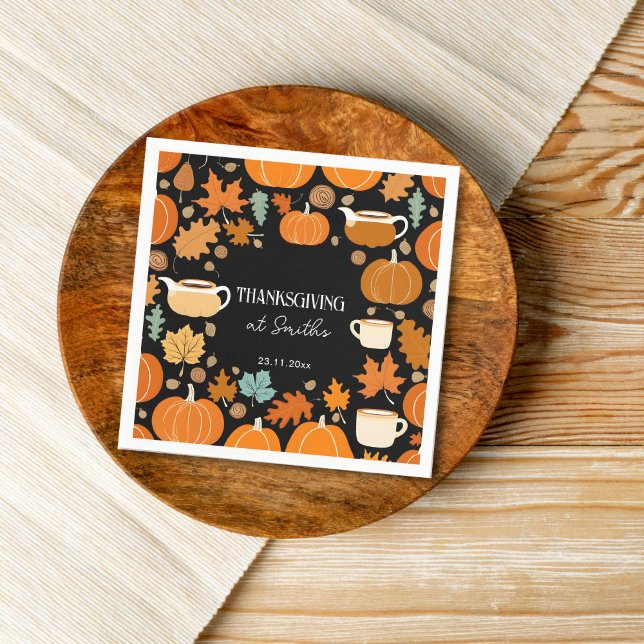Servilleta De Papel Hojas de arce estilo retro de Acción de Gracias (Thanksgiving  thanksgiving dinner party tableware napkins friendsgiving napkins pumpkins fall theme)