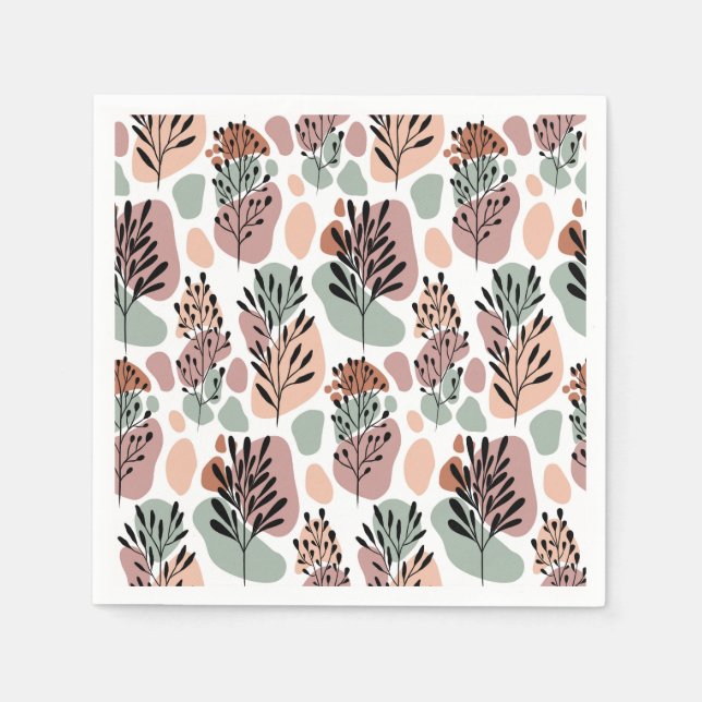 Servilleta De Papel Hojas de dispersión y formas orgánicas (Anverso)