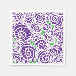 Servilleta De Papel Hojas de doodle y rizos de caracol abstractos