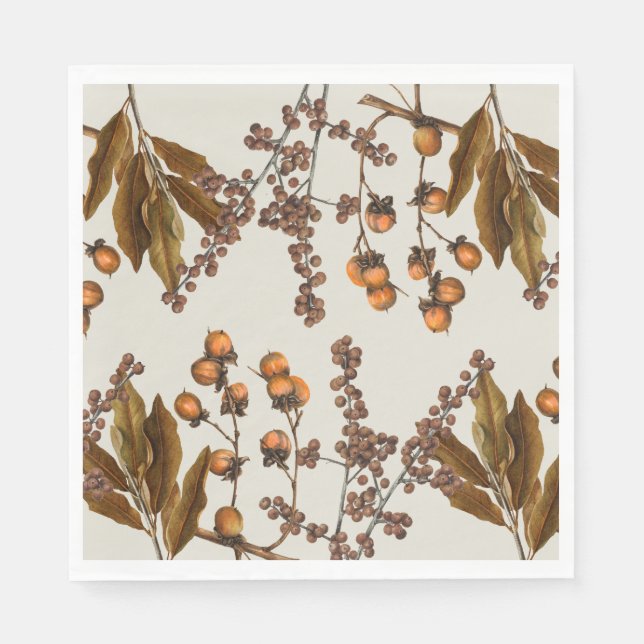 Servilleta De Papel Hojas de follaje de acuarela de otoño (Anverso)