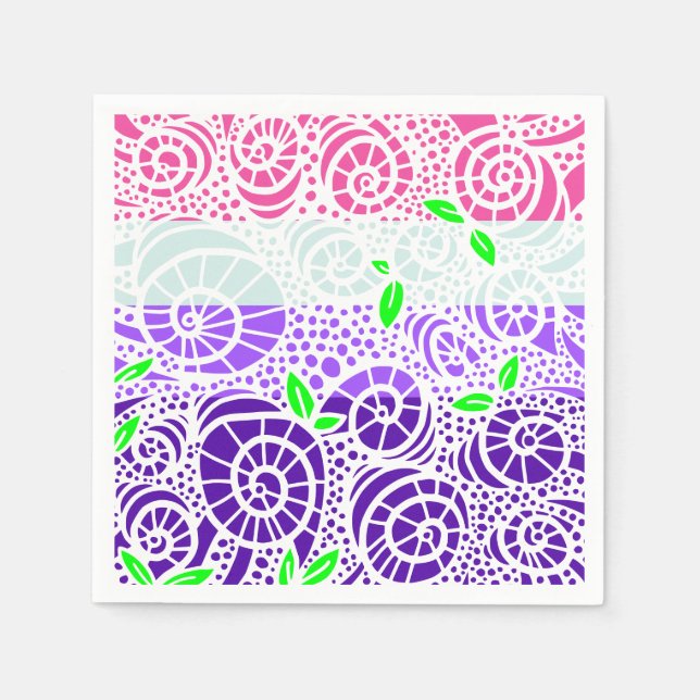 Servilleta De Papel Hojas de garabato de primavera y cáscaras de carac (Anverso)