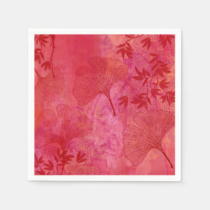 Servilleta De Papel Hojas de Ginkgo y Bambú - Caso de Colores Rojos