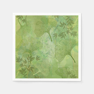 Servilleta De Papel Hojas de Ginkgo y Bambú - Colores Verdes
