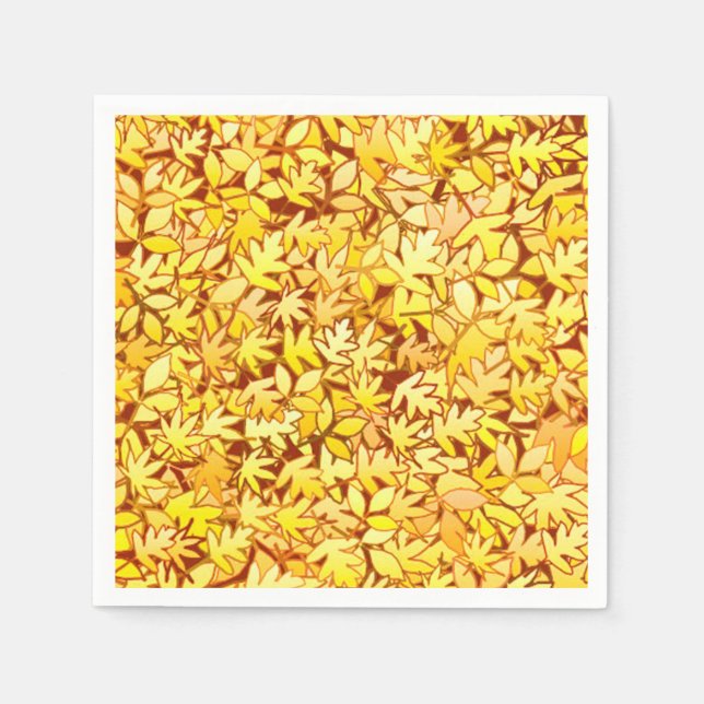 Servilleta De Papel Hojas de otoño, amarillo dorado (Anverso)