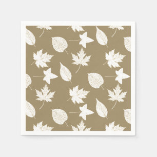 Servilleta De Papel Hojas de otoño - beige taupe y blanco