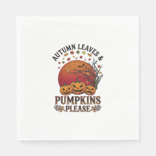 Servilleta De Papel Hojas de Otoño Calabazas Por Favor Murciélagos de