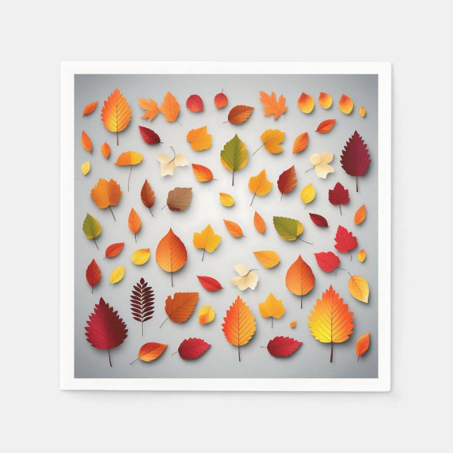 Servilleta De Papel Hojas de otoño coloridas (Anverso)