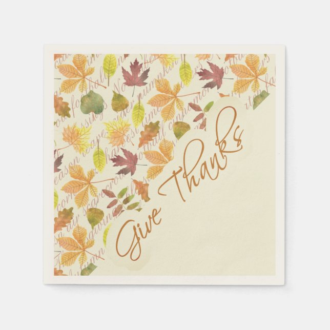 Servilleta De Papel Hojas de otoño Dan gracias (Anverso)