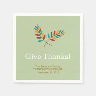 Servilleta De Papel Hojas de Otoño Dan Gracias Acción de Gracias Perso