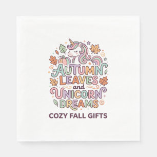 Servilleta De Papel Hojas de otoño de unicornio y sueños de unicornio 