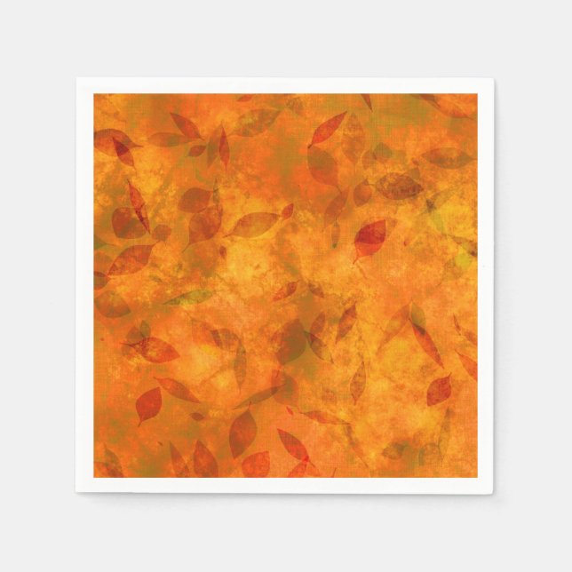 Servilleta De Papel hojas de otoño en naranja (Anverso)