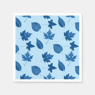 Servilleta De Papel Hojas de otoño - índigo y azul pálido