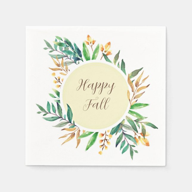 Servilleta De Papel Hojas de otoño marco con texto personalizable  (Anverso)